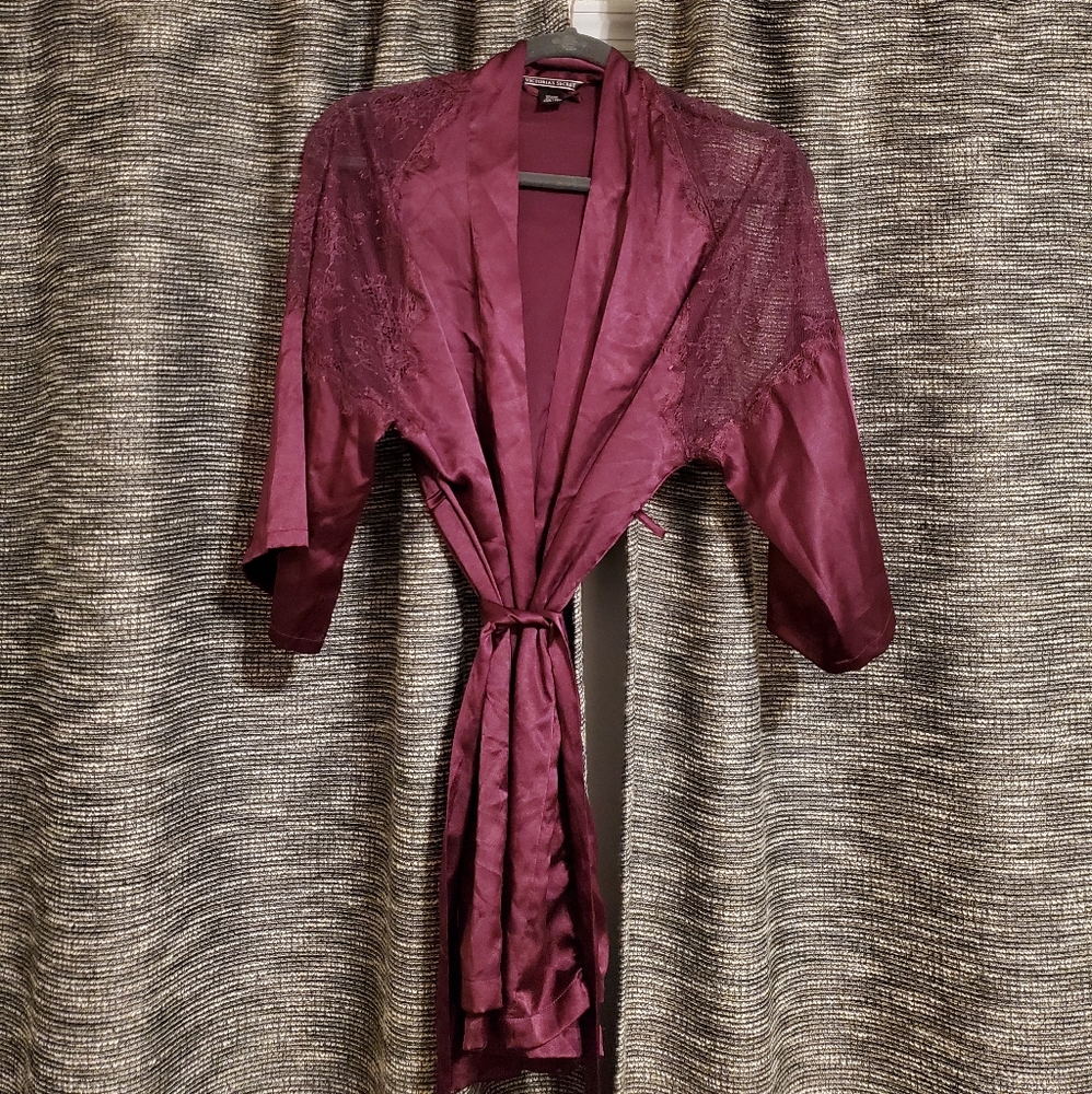 Victoria's Secret Burgundy Lace Robe